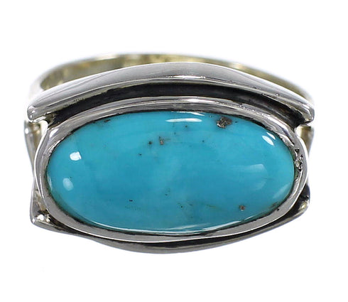 Southwestern Turquoise Genuine Sterling Silver Ring Size 5-1/4 QX83783